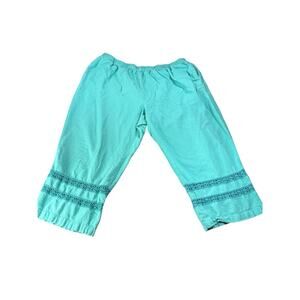 Stonebridge Blue Linen Elastic Waist Pull-On Cropped Capri Pants Women's Size 3X